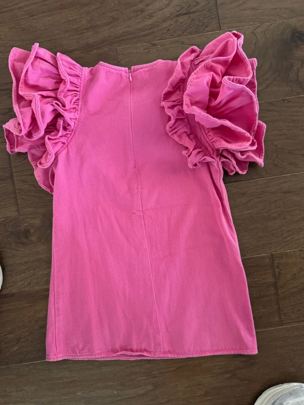 Lola + The Boys Bright Pink Ruffle Sleeve Short Sleeve Dress Tee
